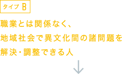 [タイプ B] 職業とは関係なく、地域社会で異文化間の諸問題を解決・調整できる人